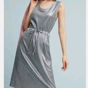 ANTHROPOLOGIE DOLAN METALLIC SILVER DRESS NWOT MEDIUM